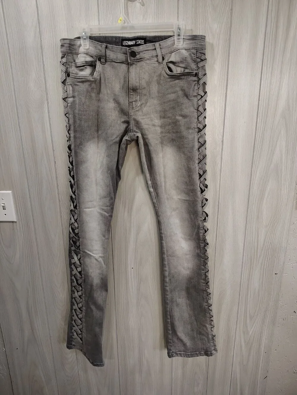 Legendary Status Women's Denim Jeans Size 20 Charcoal Boot cut Zig Zag Sides